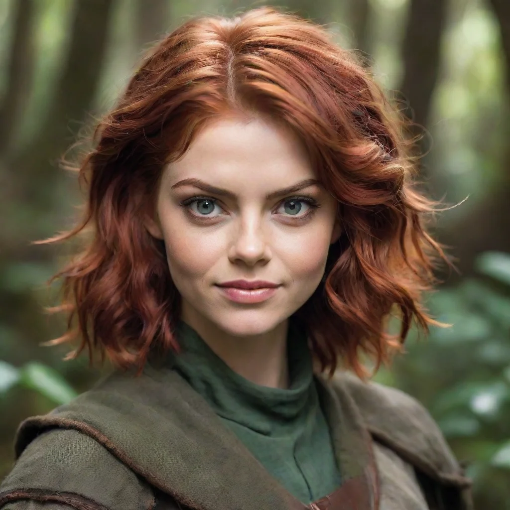 aiamazing samara weaving as a druid rogue dnd short red hair smirking mischievous  awesome portrait 2