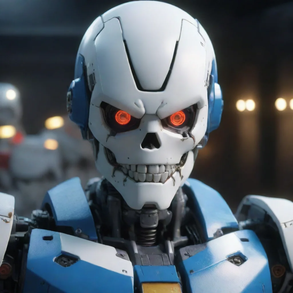 aiamazing sans from undertale a hyper realistic high detailed 4k octane render of a gundam robot realistic cinematic lighting skull awesome portrait 2