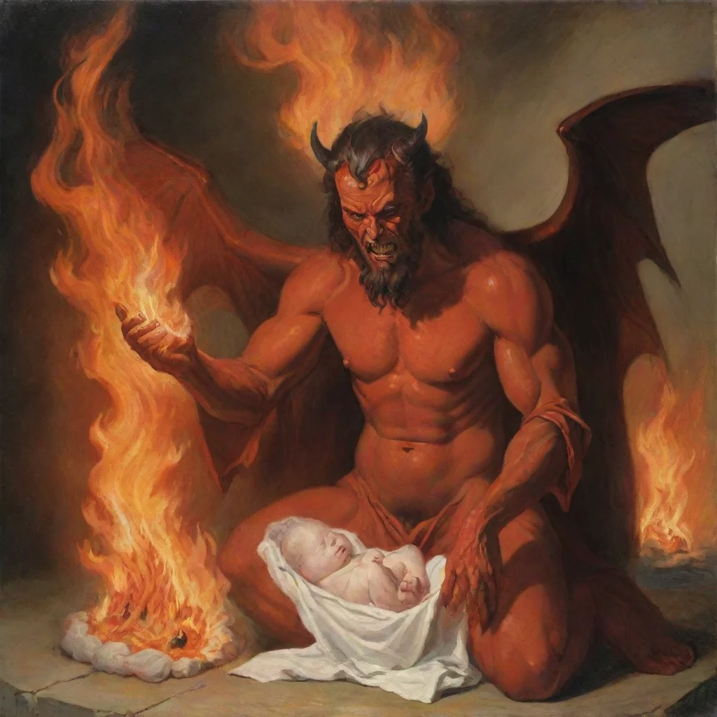 aiamazing satan burning a newborn baby awesome portrait 2