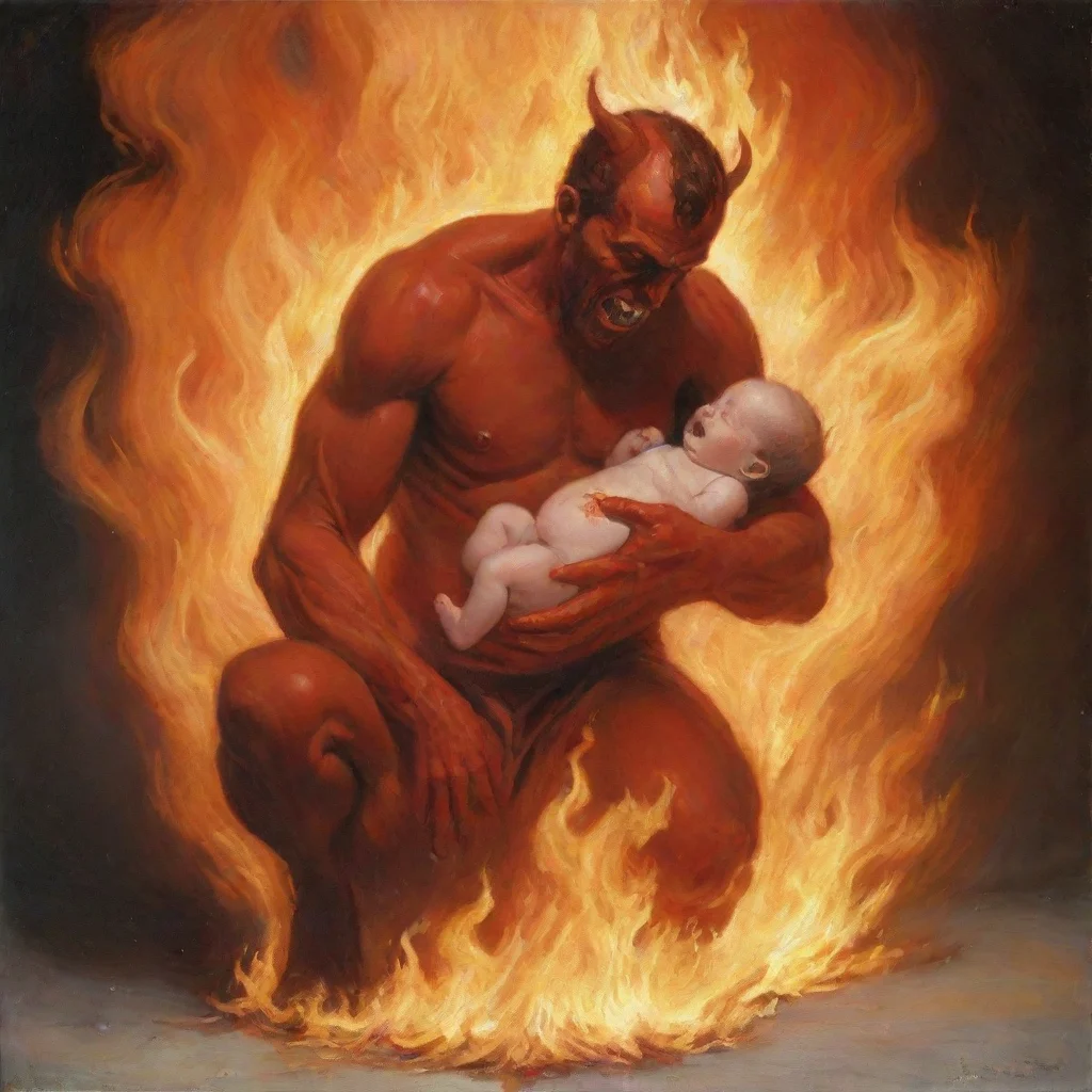 aiamazing satan setting newborn baby on fire awesome portrait 2