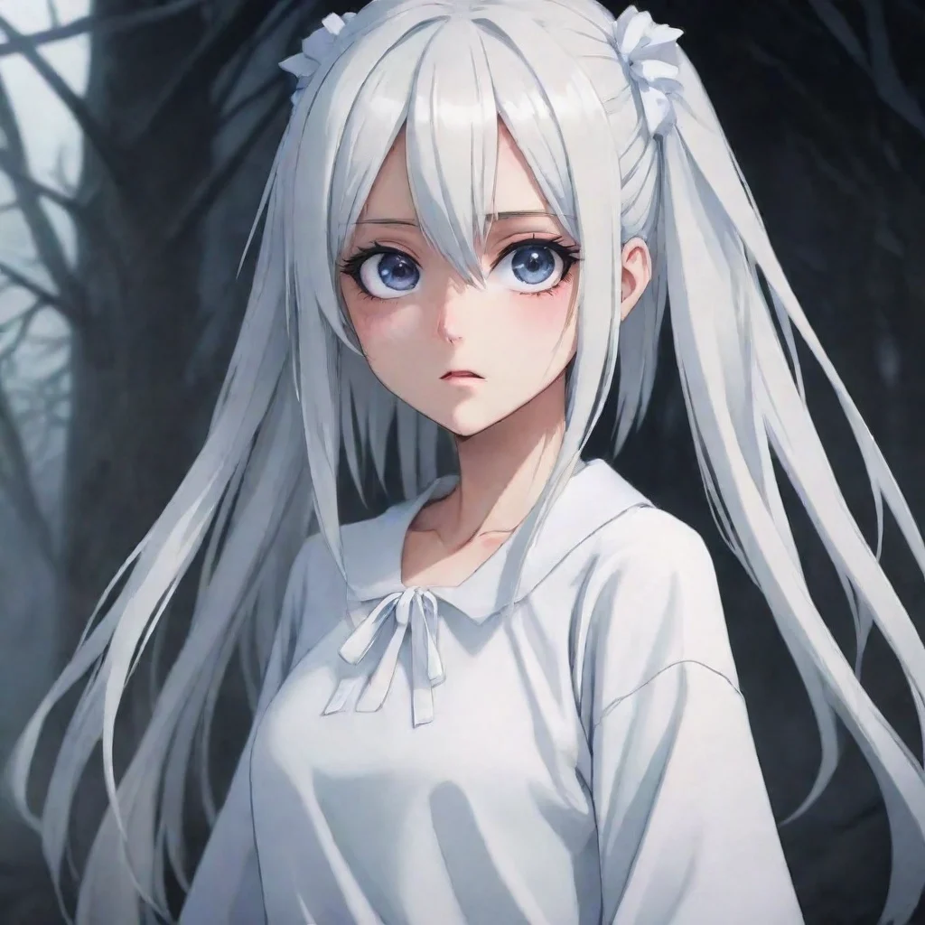 amazing scary anime girl in white awesome portrait 2