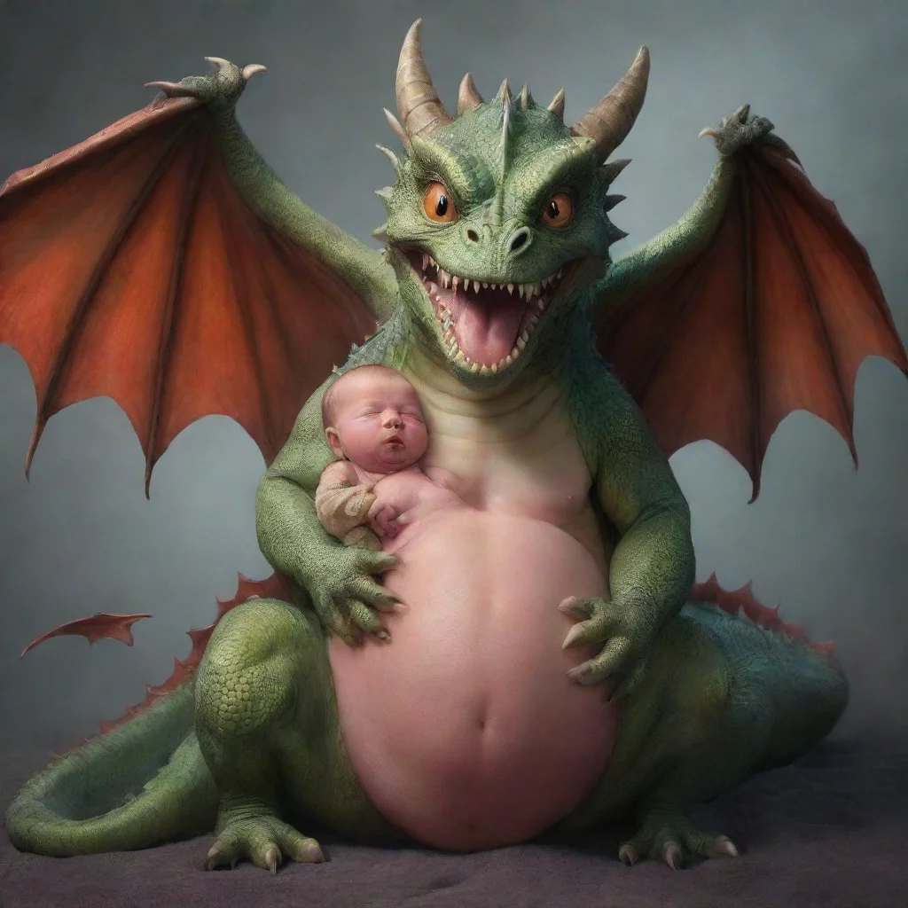 aiamazing scary dragon holding a newborn baby awesome portrait 2