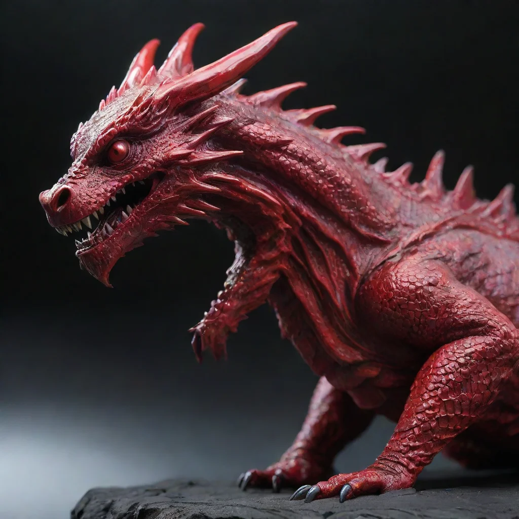 aiamazing scary dragon in red chrome color awesome portrait 2