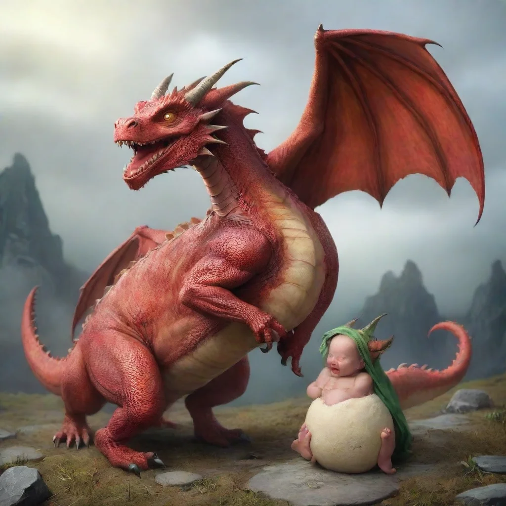 aiamazing scary dragon picking up a newborn baby awesome portrait 2