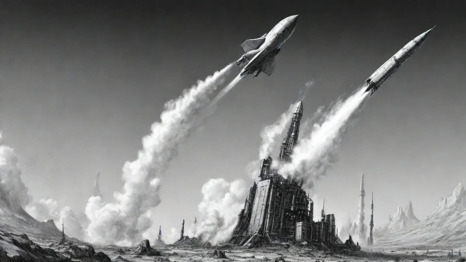 aiamazing science fiction rockets ink awesome portrait 2 wide
