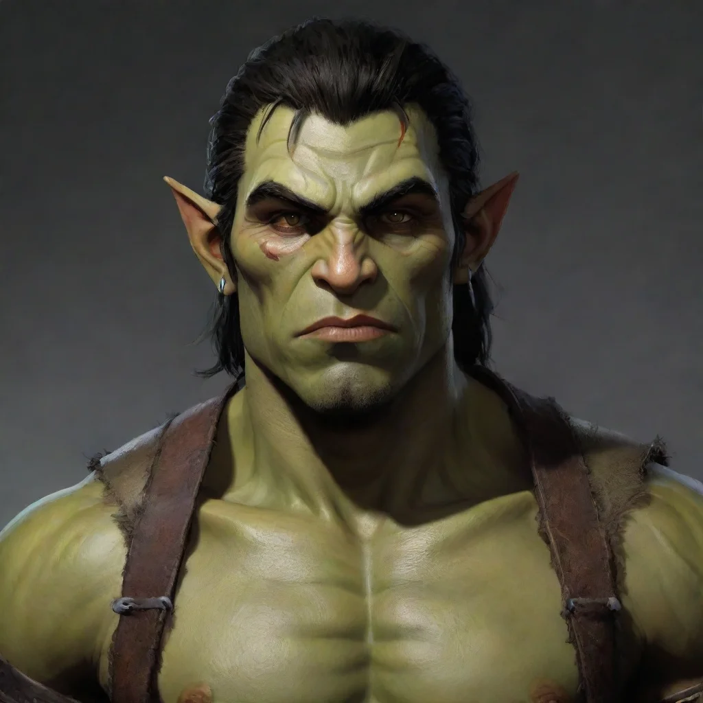 aiamazing seductive half orc male awesome portrait 2