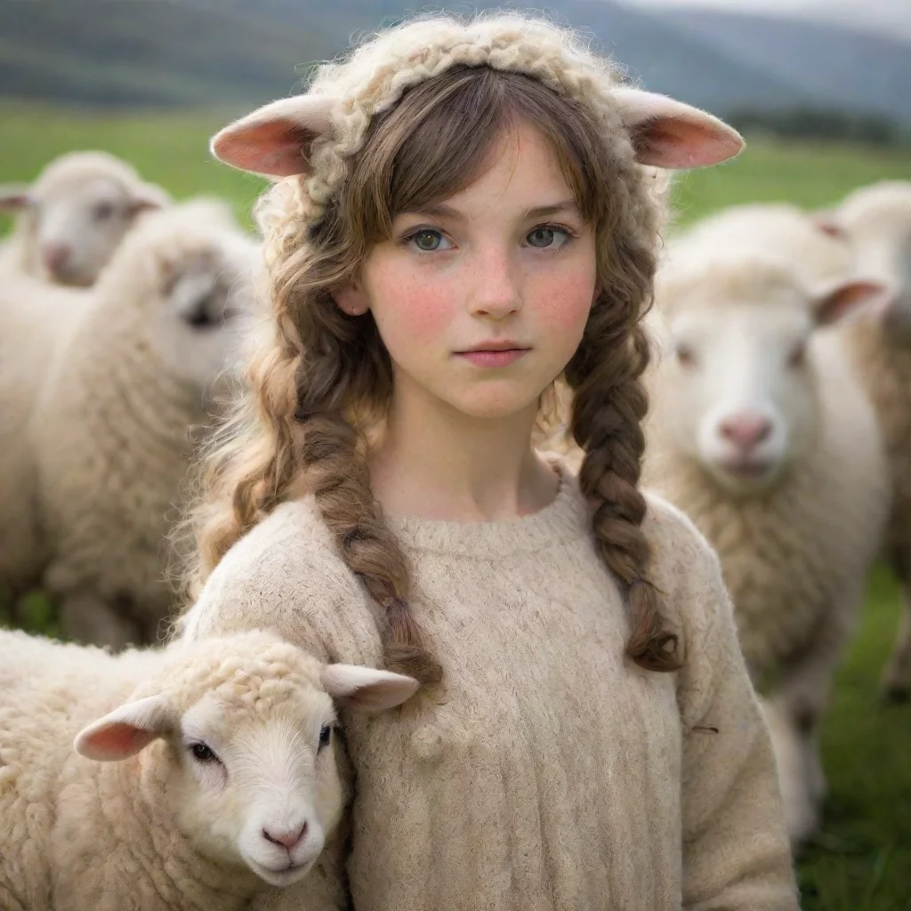 amazing sheep girl awesome portrait 2