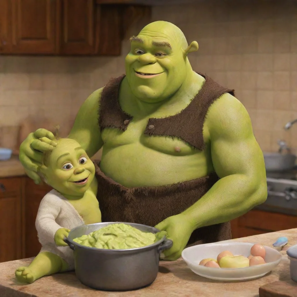 aiamazing shrek cooking a newborn baby awesome portrait 2