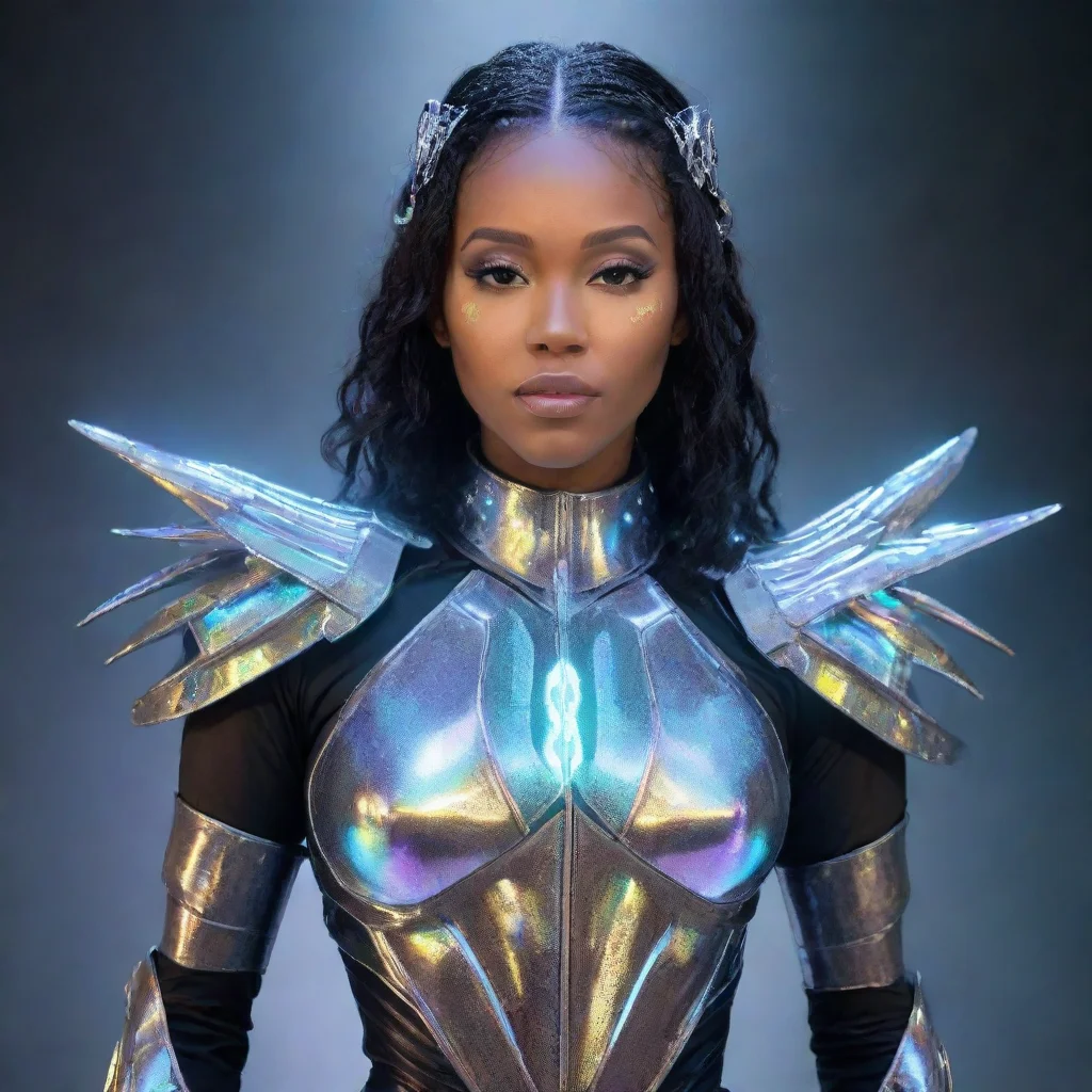 amazing singer tyla wear futurist armor biosymbolic optlux holographic awesome portrait 2