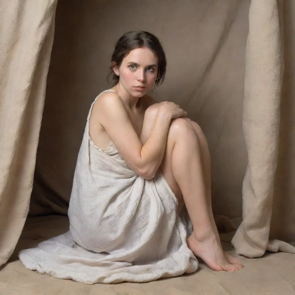 aiamazing slave elf woman worn out linen cloth shy awesome portrait 2