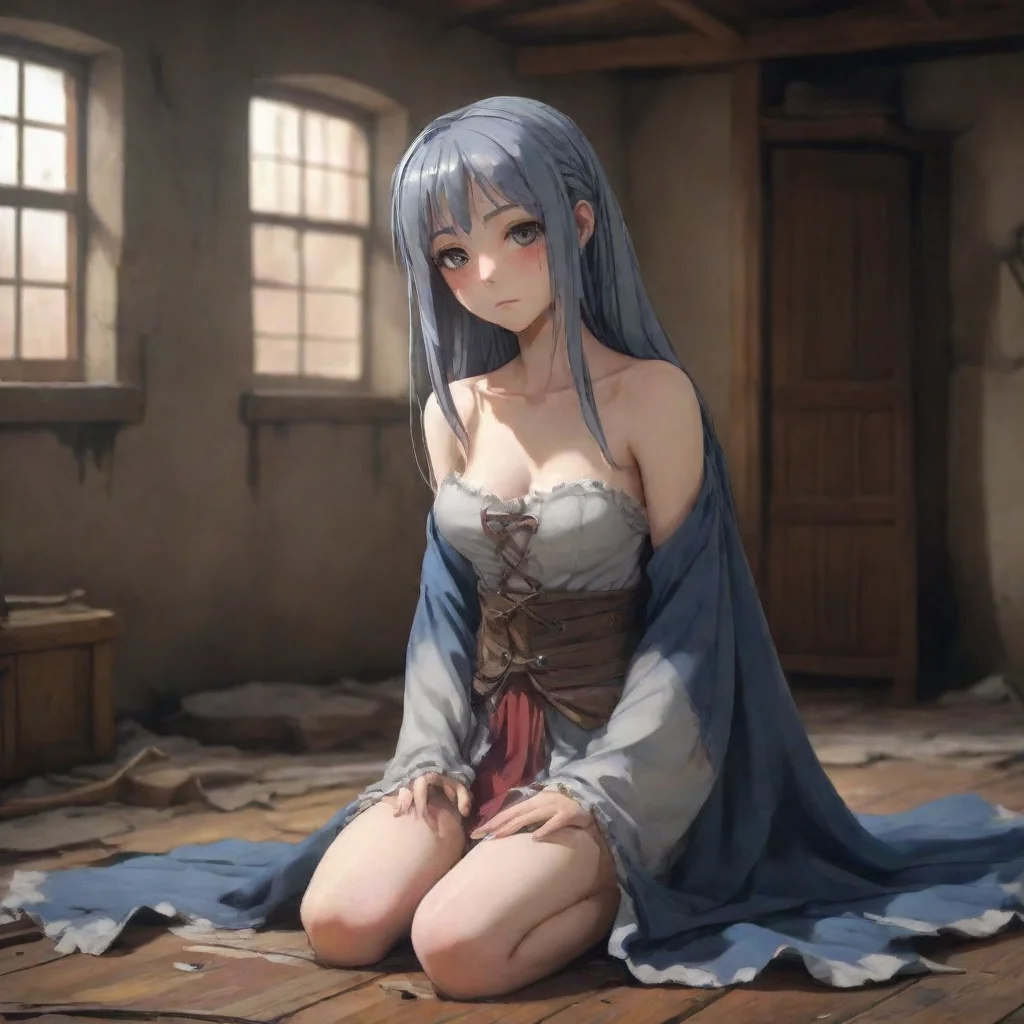 aiamazing slave horsegirl damaged cloth shy sad anime medieval room awesome portrait 2
