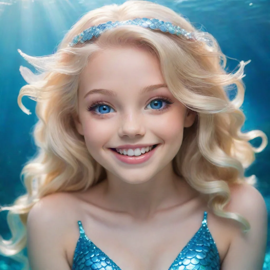 amazing smiling blonde angel mermaid with blue eyes smiling awesome portrait 2