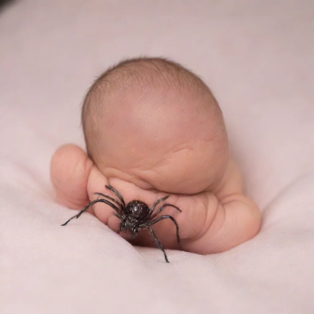 aiamazing spider crawling on a newborn baby awesome portrait 2