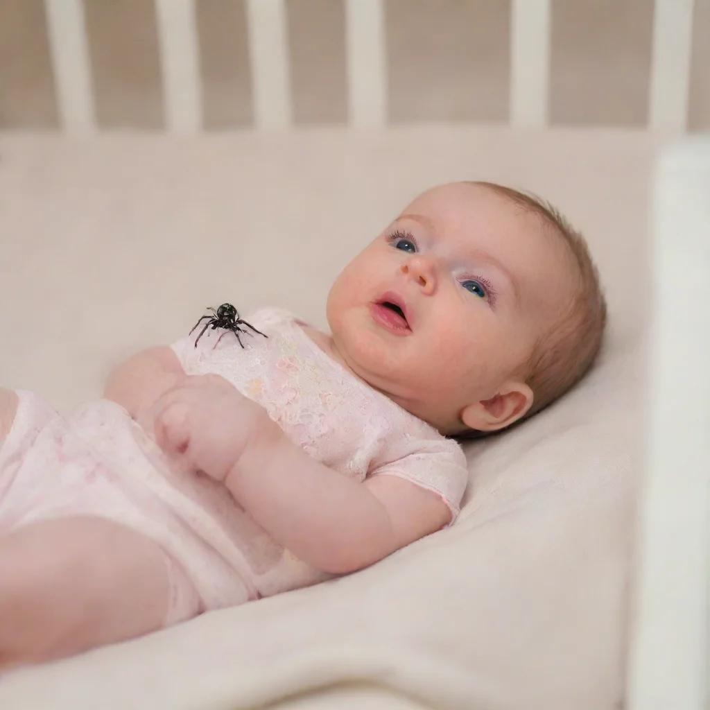 aiamazing spiders crawling on a newborn baby in a cot awesome portrait 2