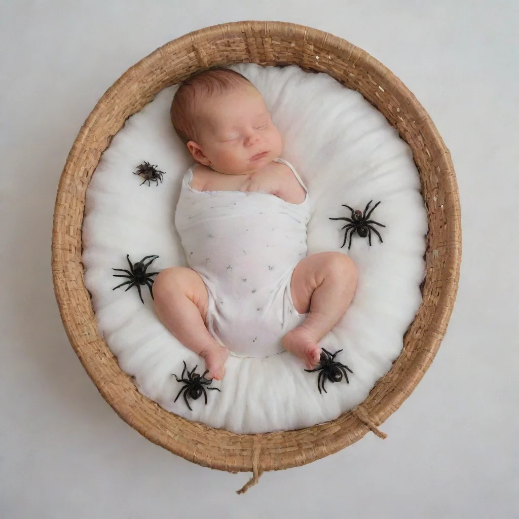 aiamazing spiders crawling on a newborn baby in a moses basket awesome portrait 2
