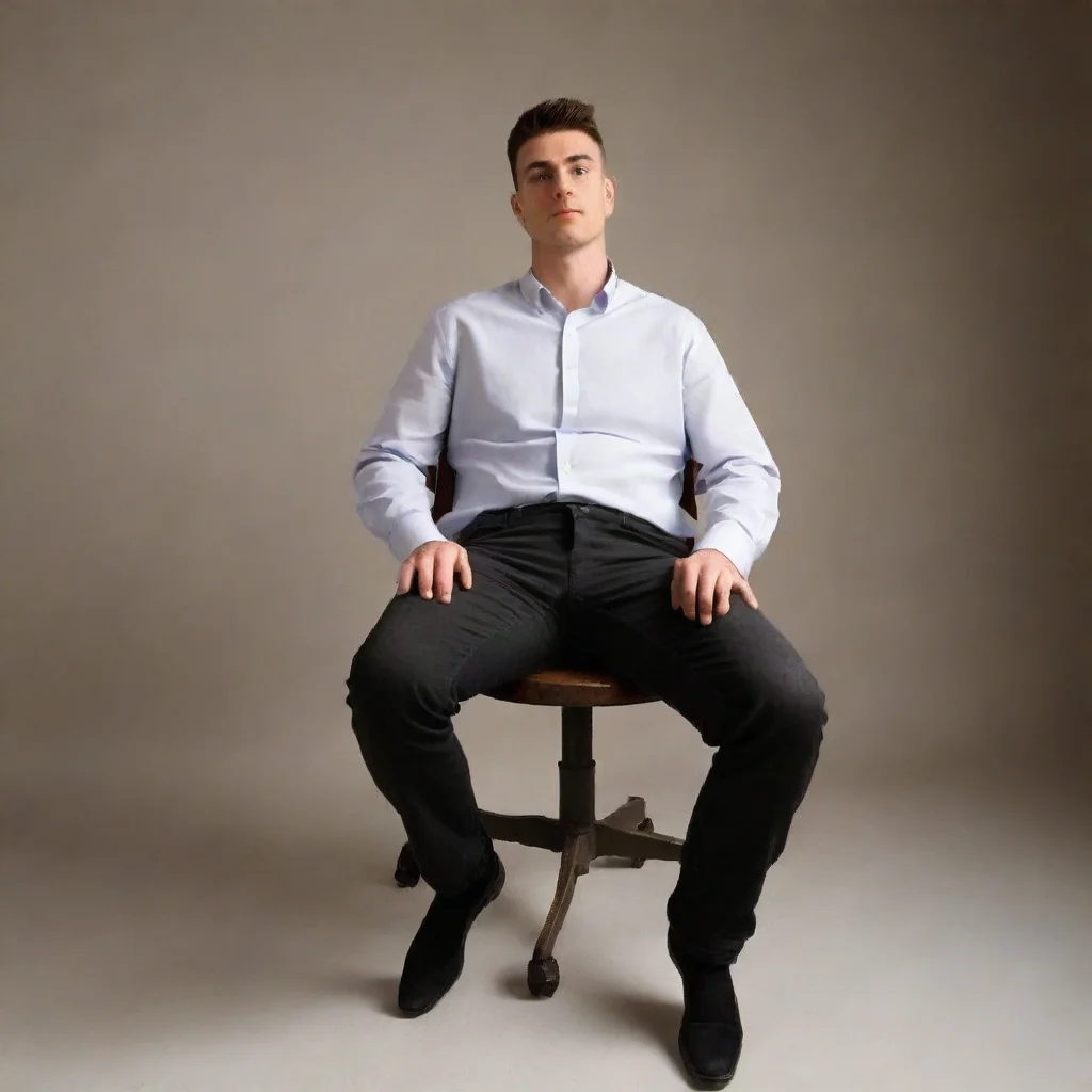 aiamazing strong skinny man sitting in chair awesome portrait 2
