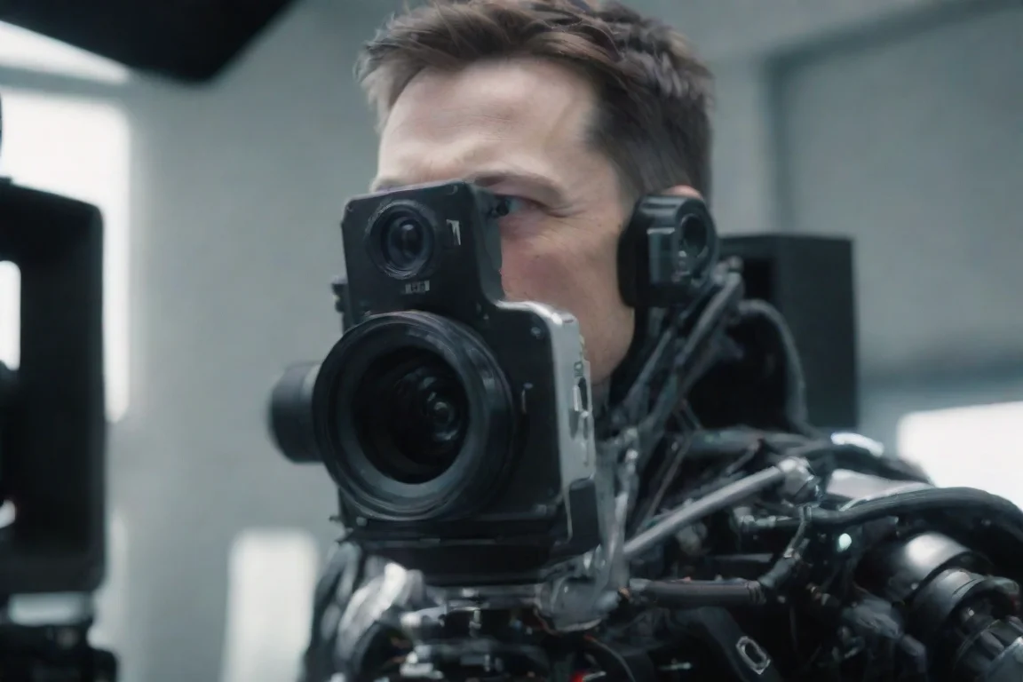 aiamazing tesla bot holding camera filming a movie awesome portrait 2 landscape