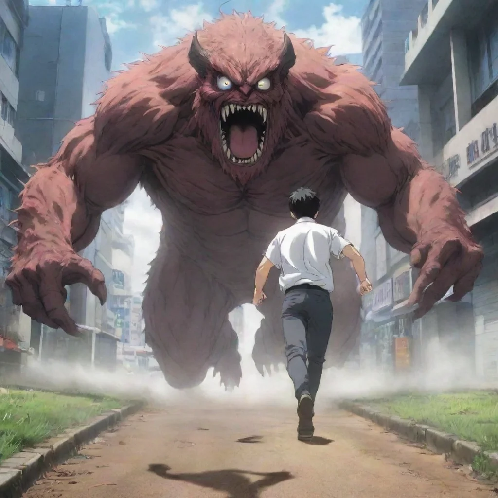 amazing the anime man is running away from the monster awesome portrait 2