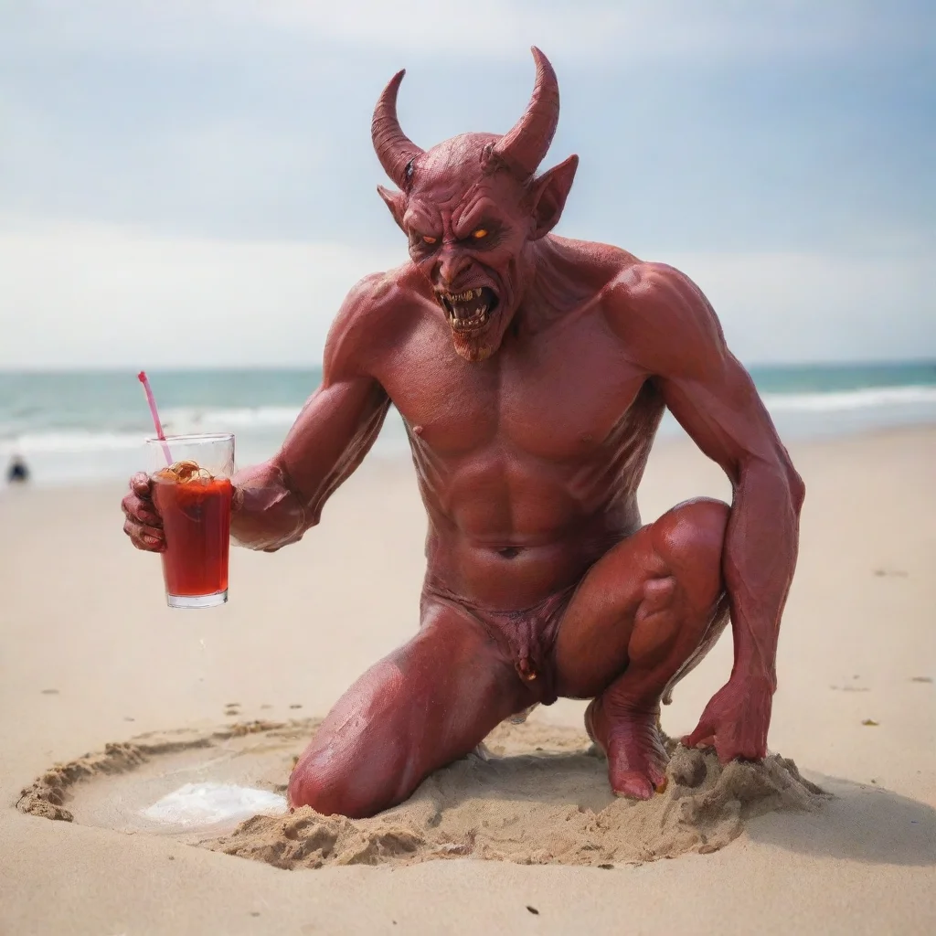 aiamazing the devil drinking on the beach awesome portrait 2