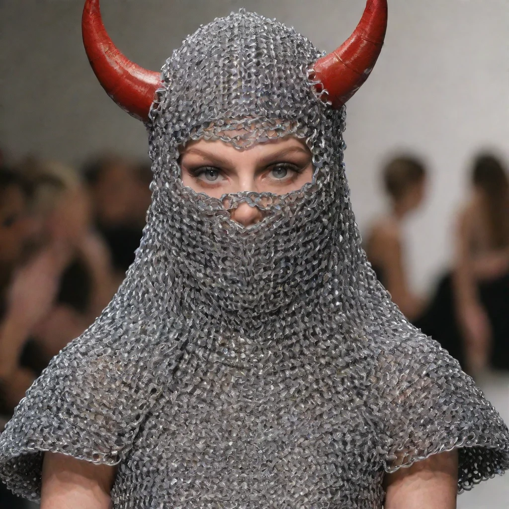 aiamazing the devil on the fashion runway wearing chainmail coif awesome portrait 2
