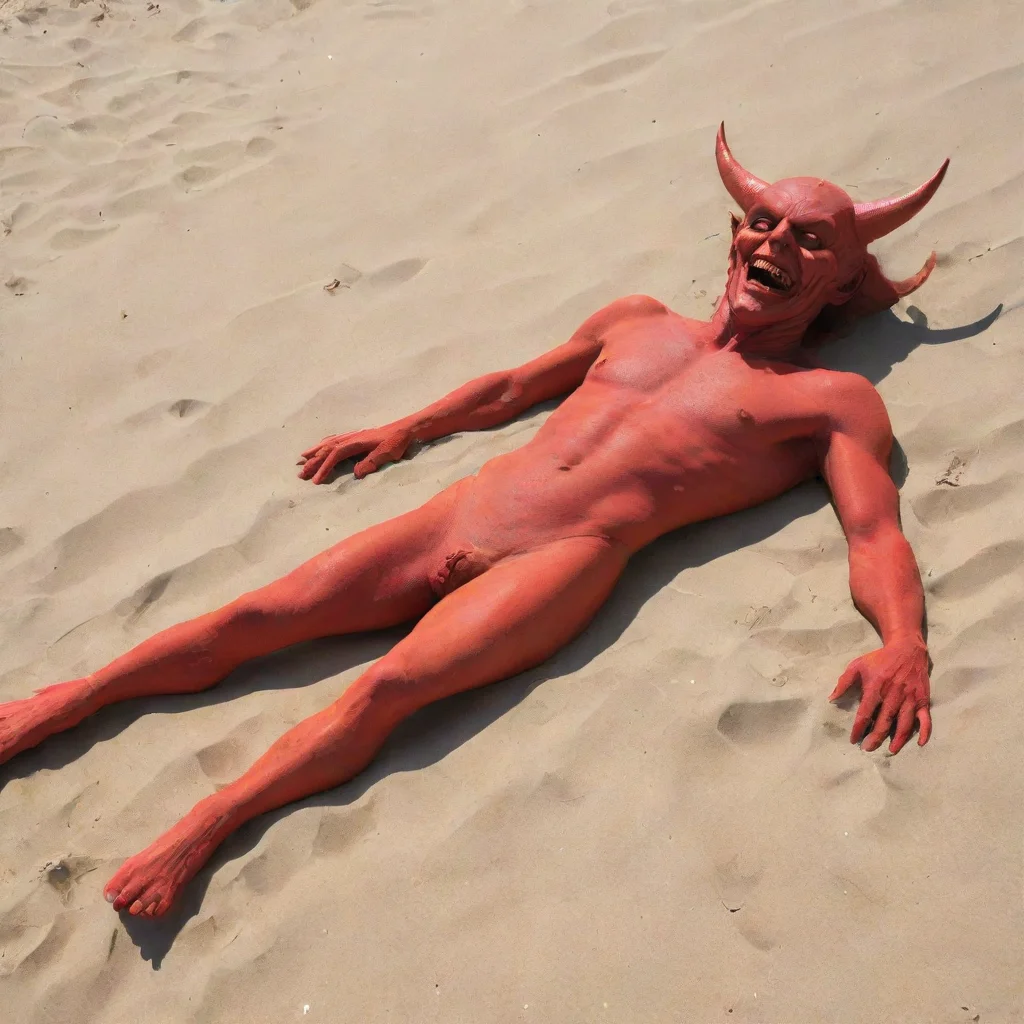aiamazing the devil sunbaking on beach awesome portrait 2