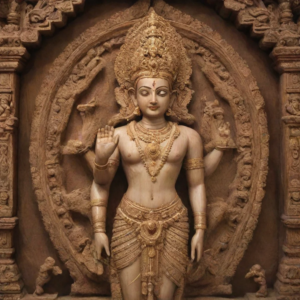 aiamazing the heart is inserted into wooden statue of lord vishnu awesome portrait 2