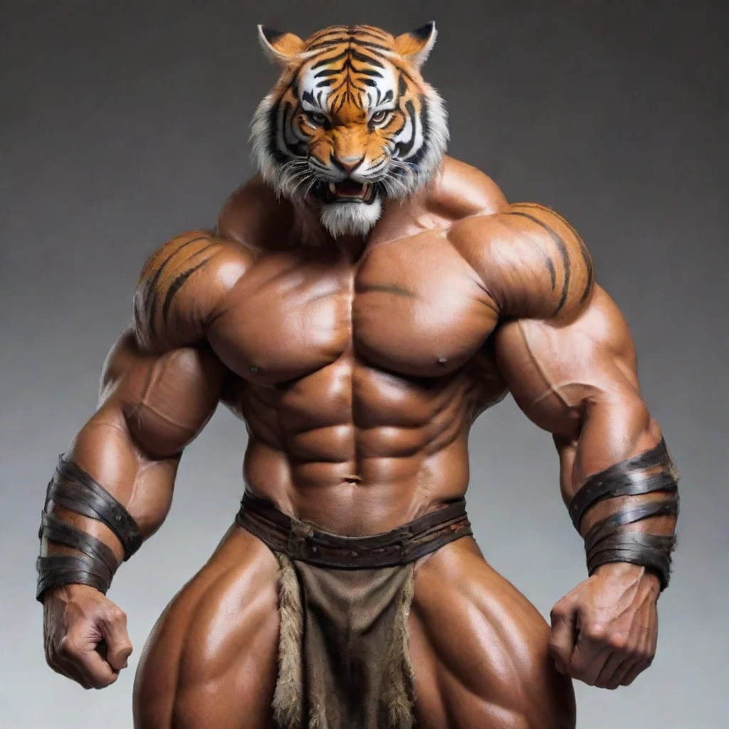amazing tiger man warrior muscular awesome portrait 2