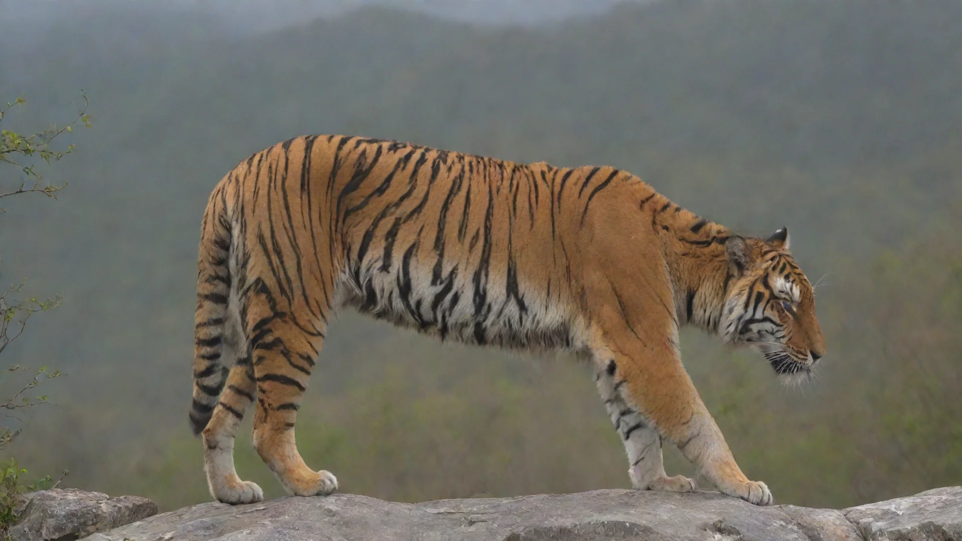 amazing tiger ona mountain awesome portrait 2 wide