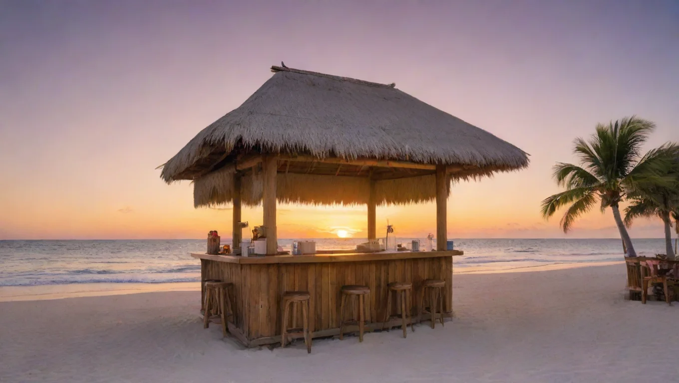 aiamazing tiki bar by the beach at sunset awesome portrait 2 widescreen
