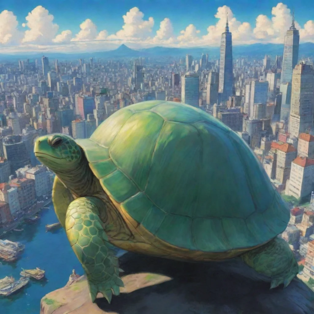 aiamazing turtle with city on back giant anime ghibli pristine aesthetic awesome portrait 2