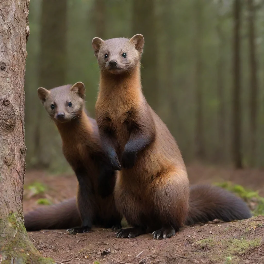 amazing two giant pine martens standing together awesome portrait 2