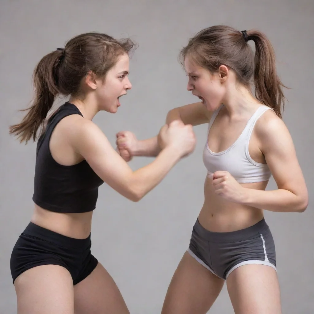 amazing two girls fighting awesome portrait 2