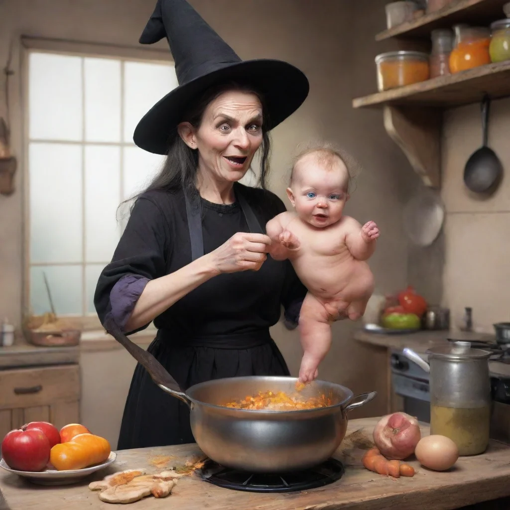 amazing ugly witch cooking a baby awesome portrait 2