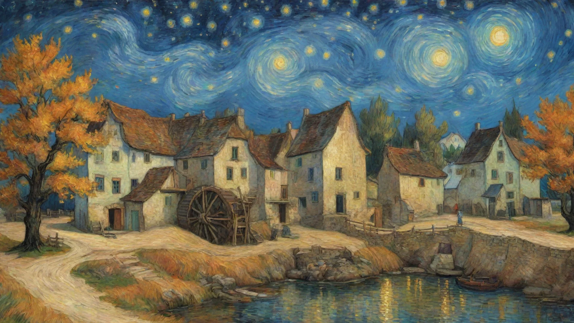 aiamazing van gogh peaceful town watermill hd starry daytime happy wonderful hdwidescreen