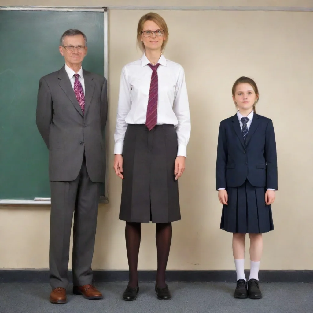 amazing very tall 10 rear old girl next to shorter male teacher awesome portrait 2