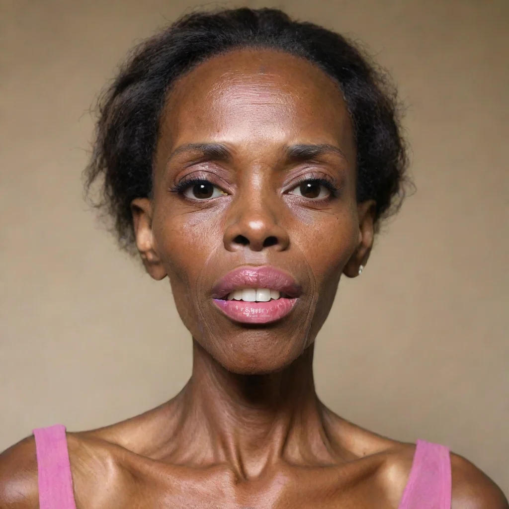 aiamazing very very skinny boney old black bimbo woman face with huge lips awesome portrait 2