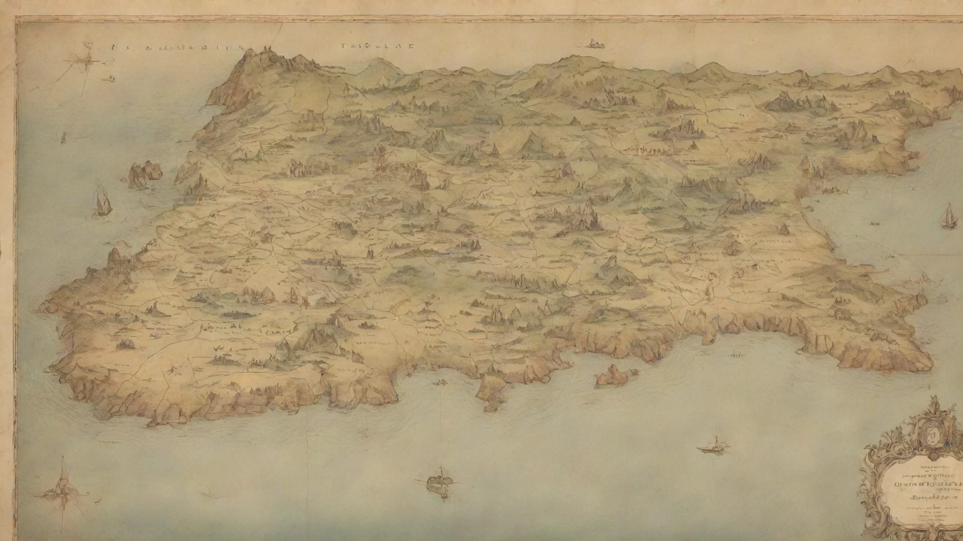 aiamazing vintage map of a fantasy country coastline faded paper ar 912 awesome portrait 2 wide