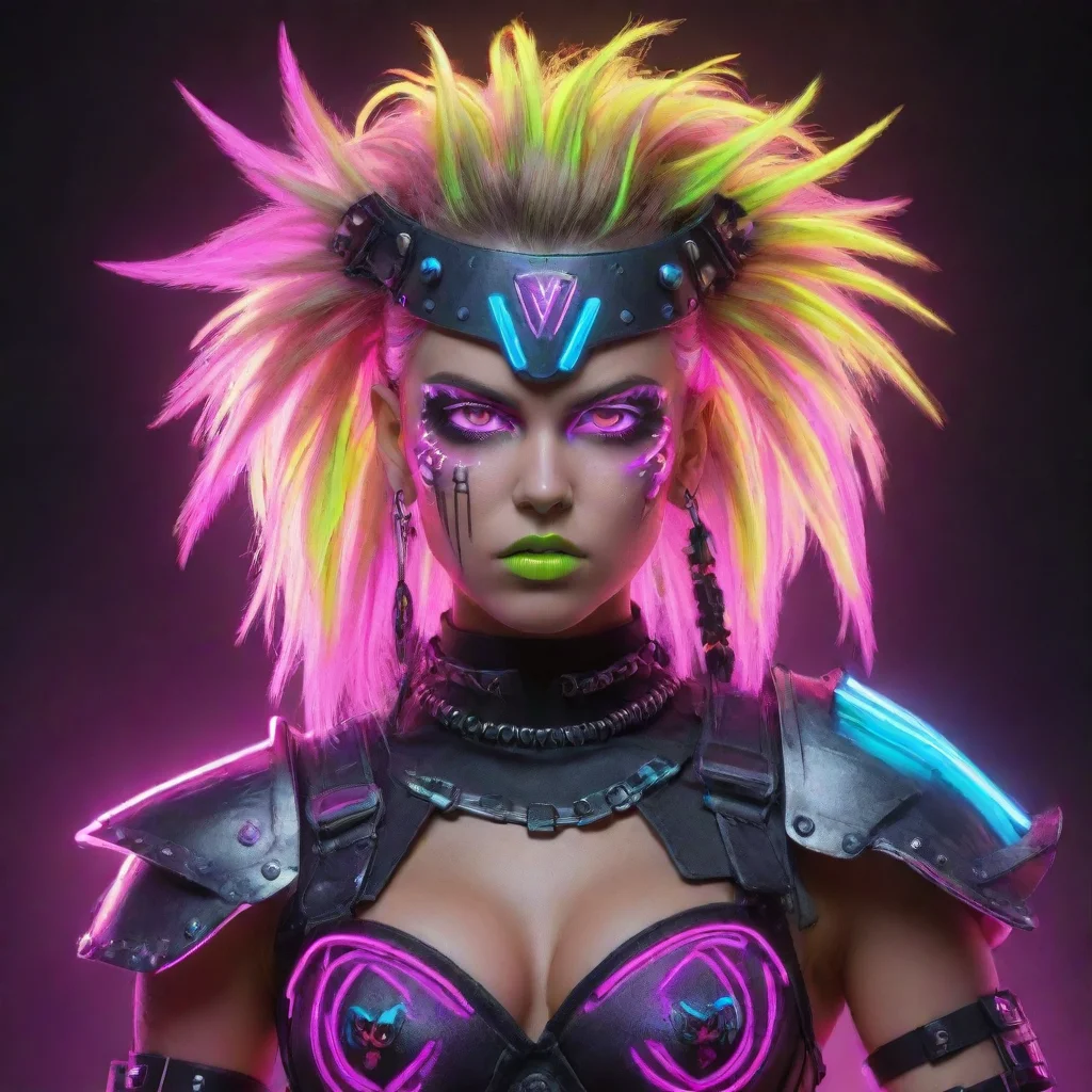 amazing warrior neon punk awesome portrait 2