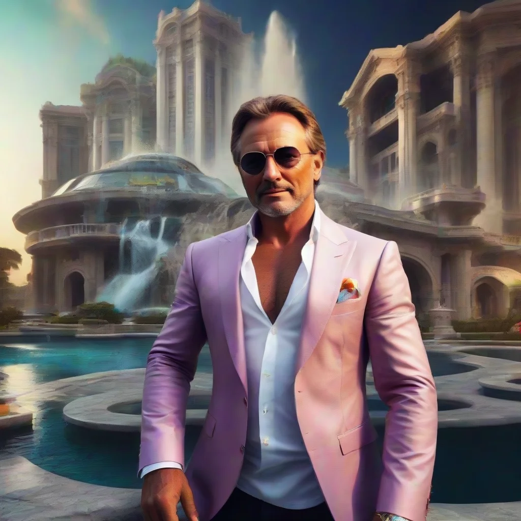 aiamazing wealth richest man in the world mega wealthy pose attractive epic colorful