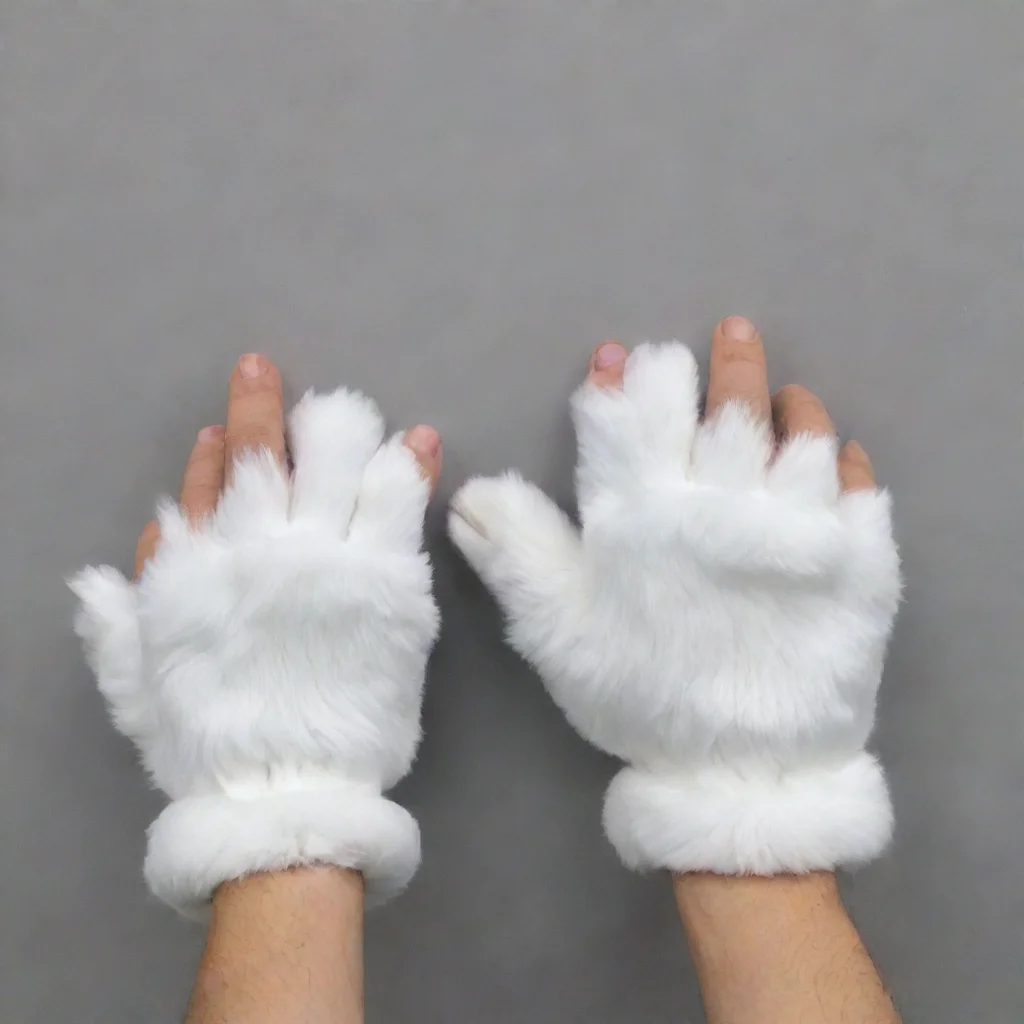 amazing white furred fursuit hand paws awesome portrait 2