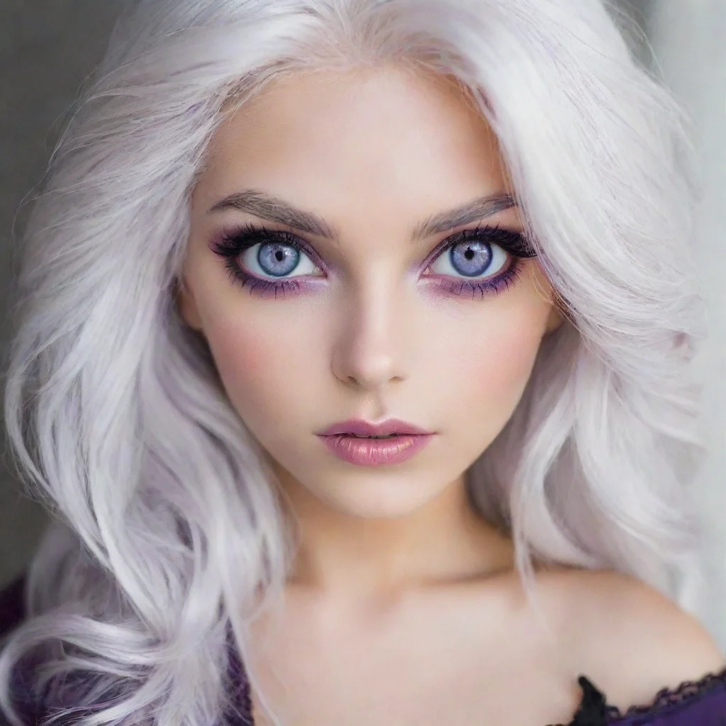 amazing white hair purple eyes seductive awesome portrait 2