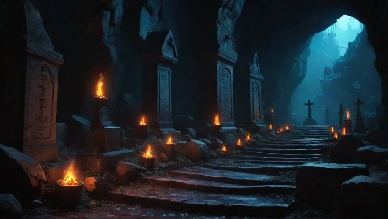 aiamazing winding deep  graveyard in cave hd ghibli anime aesthetic dark horror 1800 vibe environment dark no lighting  awesome portrait 2