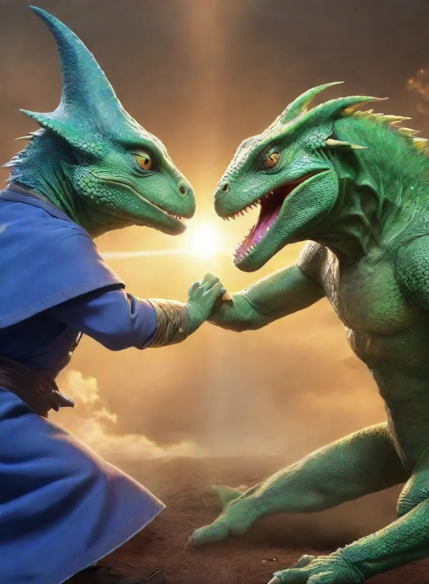 amazing wizard vs lizard fight game head to head vs poster hd anime epic detailed awesome portrait 2 portrait43