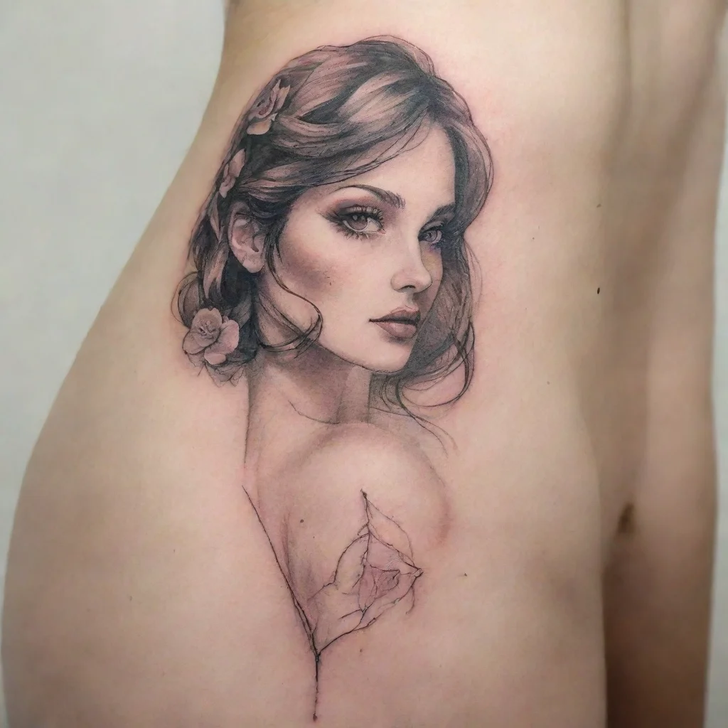 aiamazing woman fine line tattoo awesome portrait 2