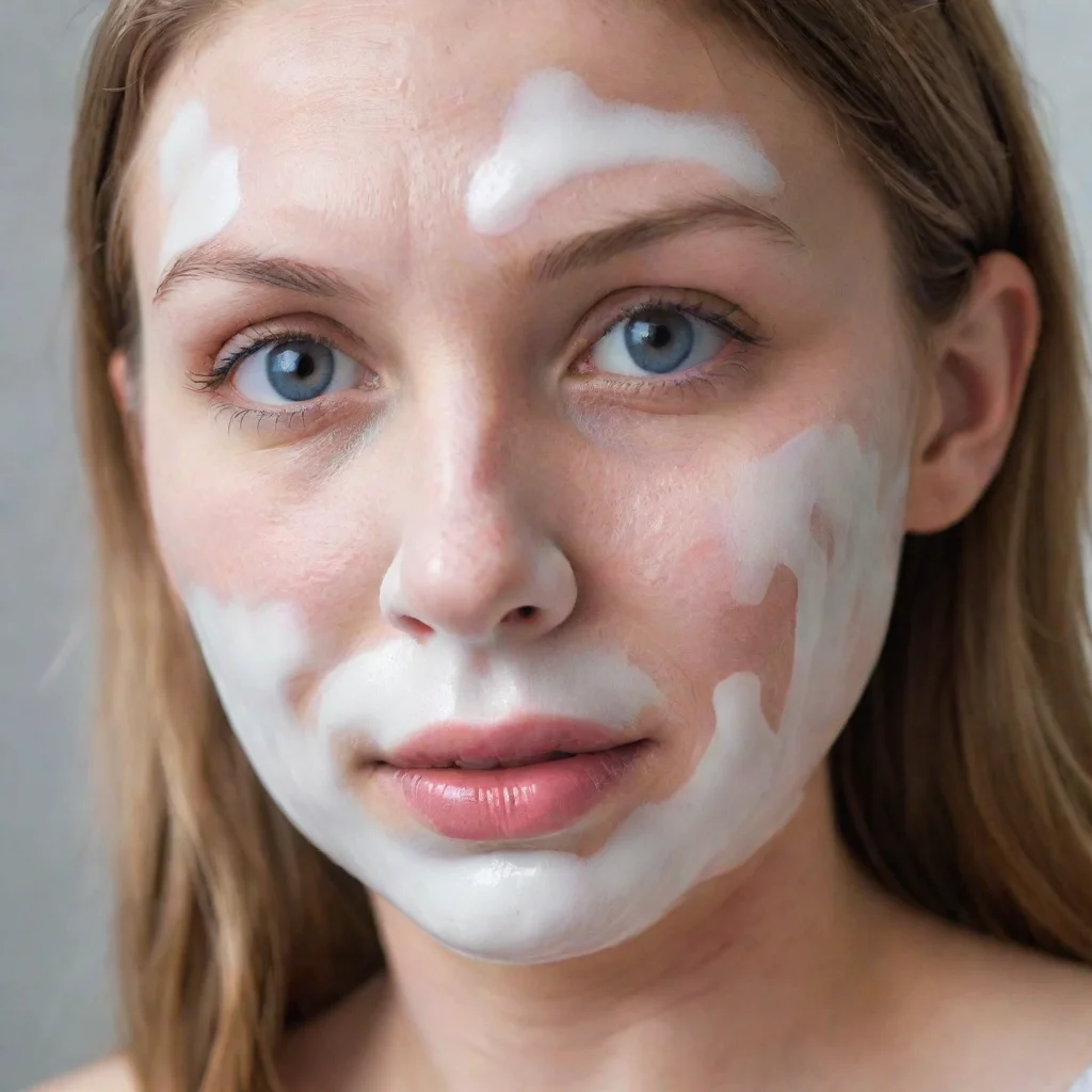 amazing woman upset to have white slime on her face awesome portrait 2