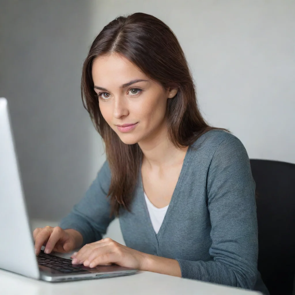 amazing woman using a computer awesome portrait 2