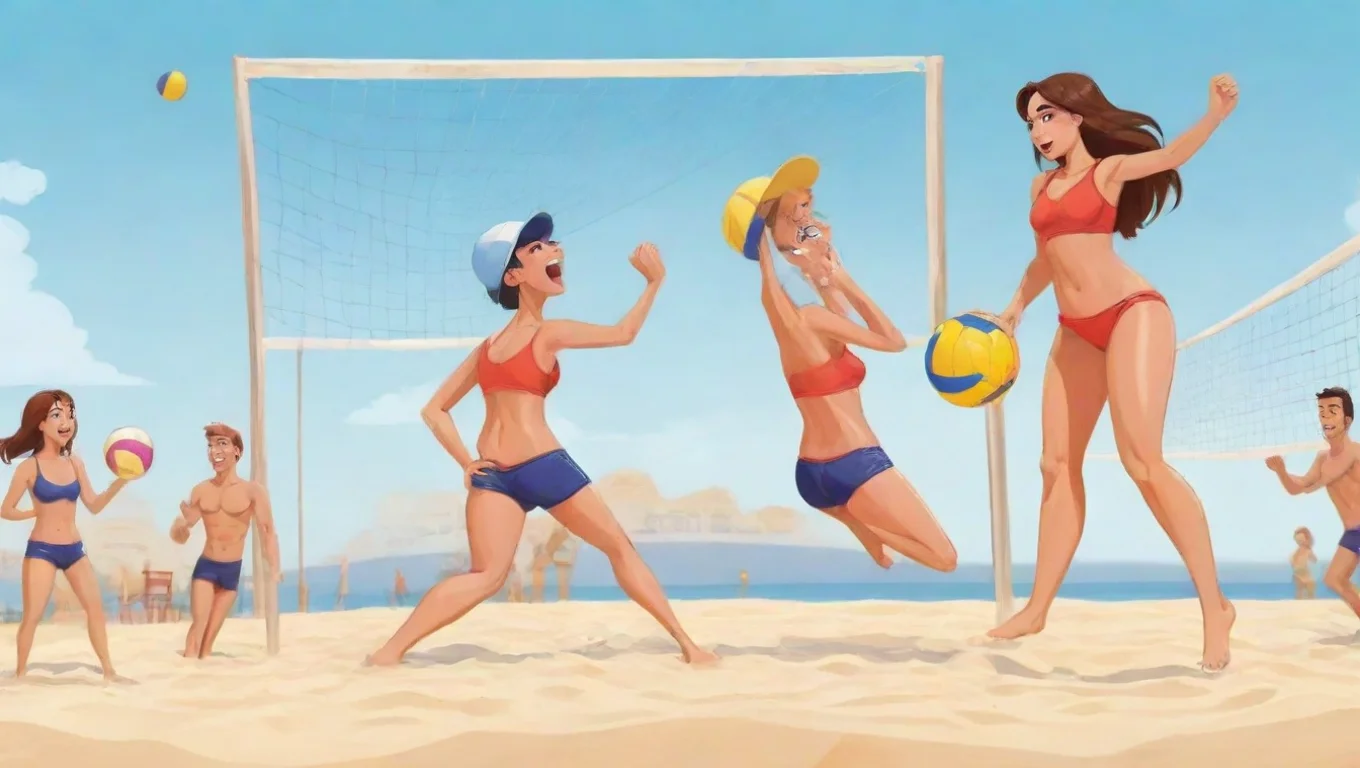 aiamazing women and men cartoon playing beach volleyball awesome portrait 2 widescreen