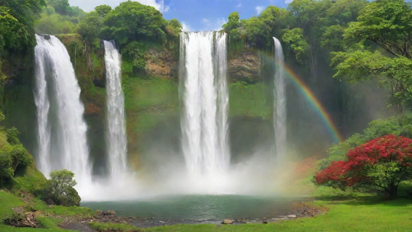 amazing wonderful rainbow waterfalls green trees lovely utpia calm farmland hd detail awesome portrait 2 widescreen