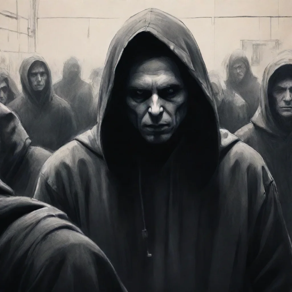 aiamazing world economic forum meeting dark hooded evil meeting stylized prison sketch awesome portrait 2