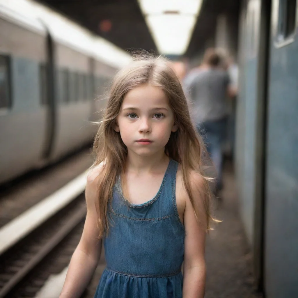 aiamazing young girl getting a train ran. awesome portrait 2